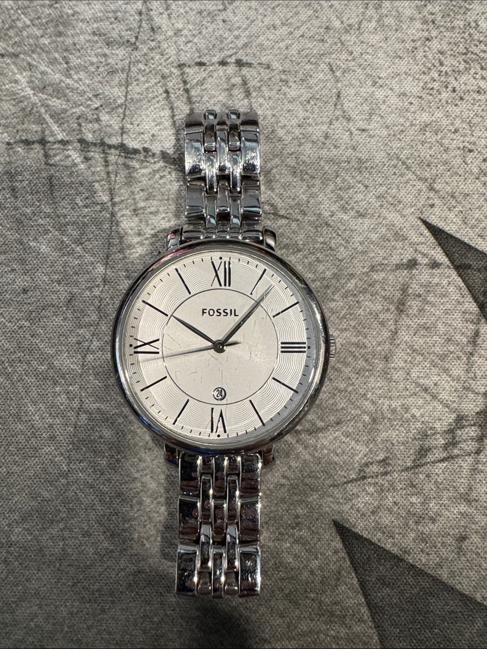 Fossil Jacqueline ES3433 Silver-Tone Dress Watch with White Dial